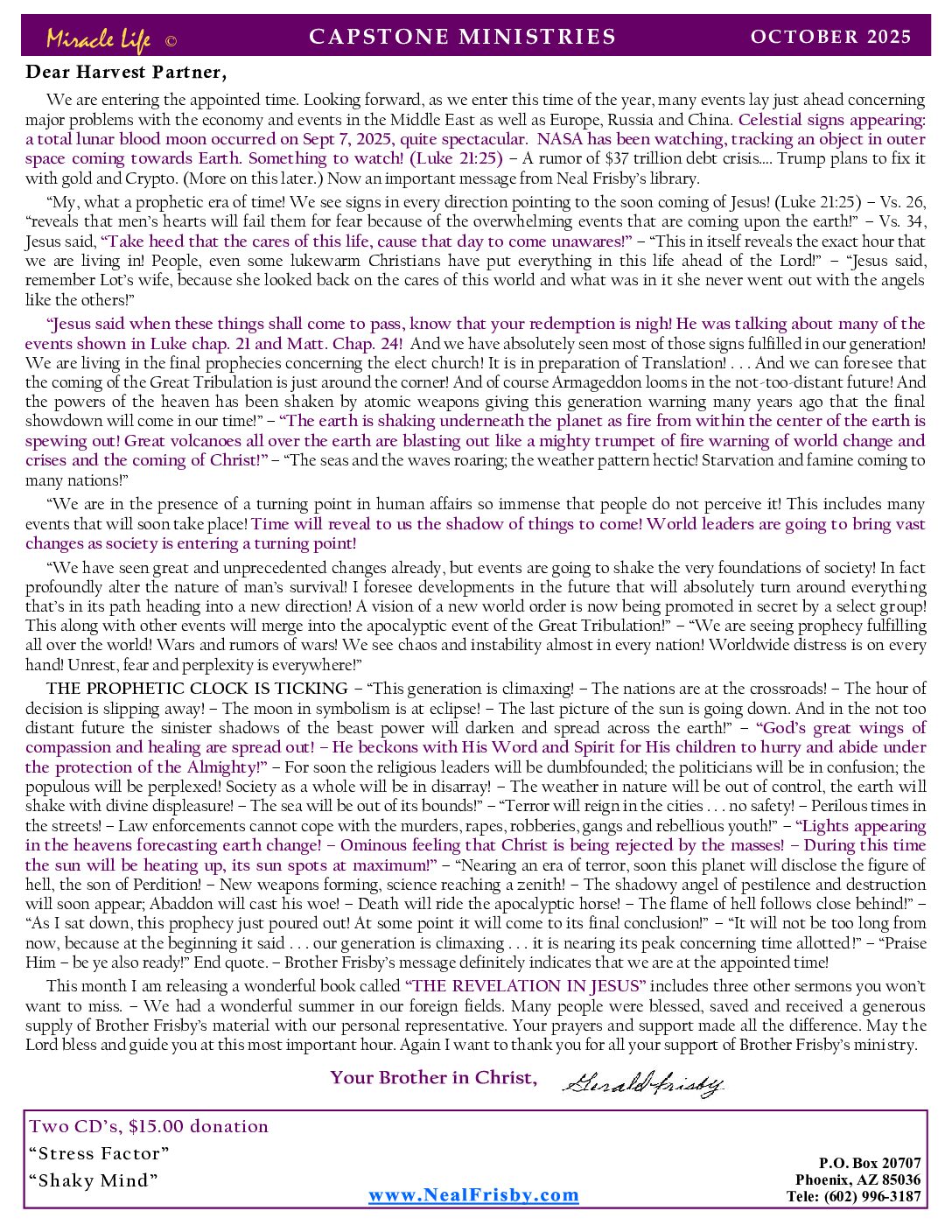 October 2025 Letter.